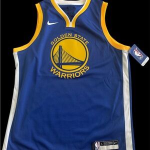 Nike Blue and Yellow Warriors Game Jersey